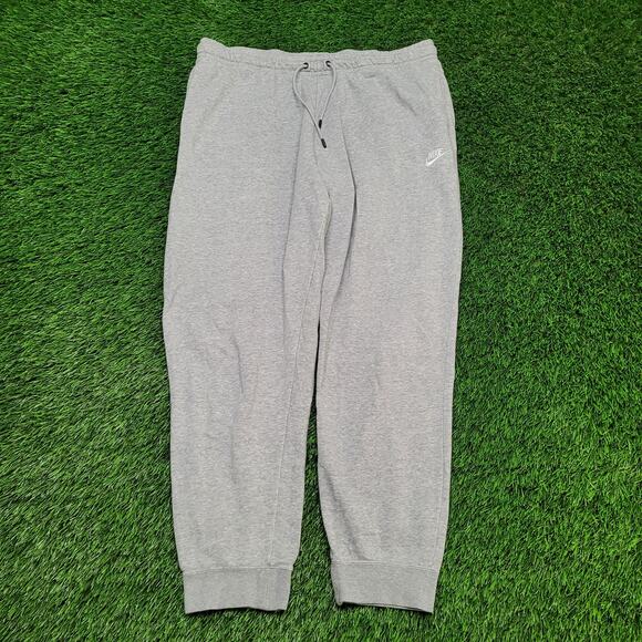 Nike Swoosh Logo Jogger Sweatpants Mens XL Heather Grey Tapered Fit - Picture 1 of 11